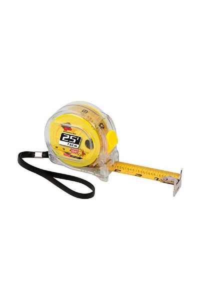 Performance Tool Tool Double-Sided Tape Measure Clear and Yellow 25ft