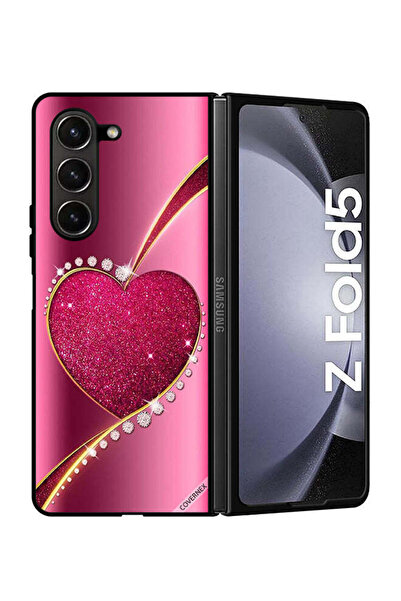 Covernex غطاء حماية لهاتف سامسونج جالاكسي زد فولد 5 بتصميم قلب لامع من الألماس