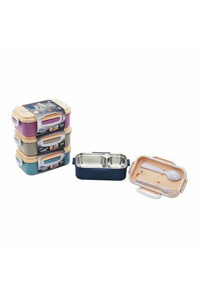Mena Rise Blackshop Thermos Nutrition Bowl Steel Bowl=2 Compartments=150+300Ml Pls.Heating Water Bowl - Silicone Con
