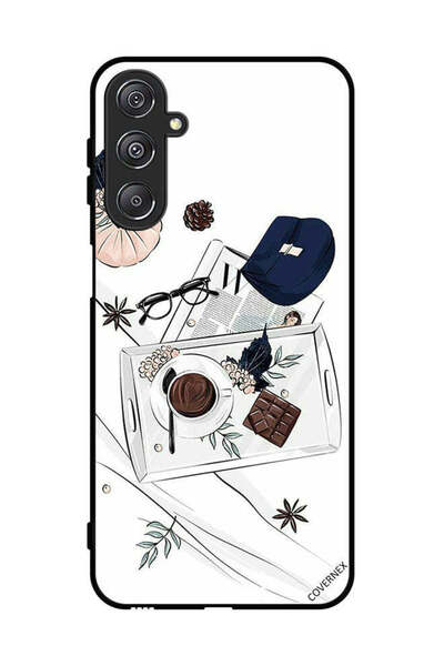 Covernex غطاء حماية لهاتف سامسونج جالاكسي M34 5G، تصميم فن القهوة والشوكولاتة