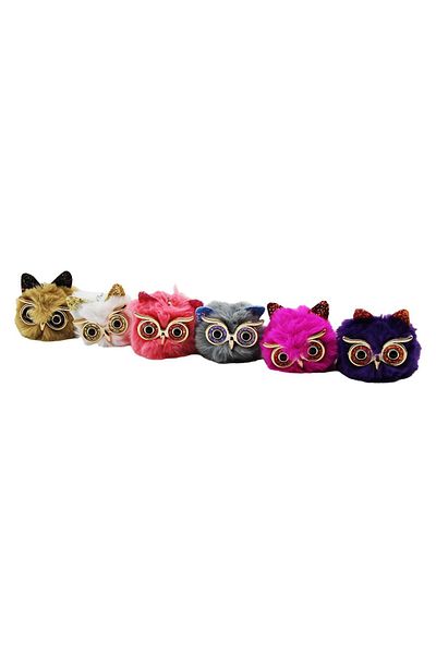 Mena Rise Owl Feather Pompom Keychain |   Elegant Design