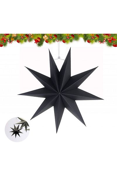 SUNSHINE Set of 3 Sunshine Christmas stars, black, paper, 30 x 30 cm