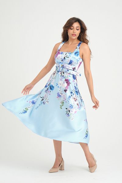 Stylish Elegant sky blue satin dress