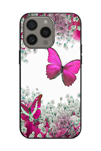 Covernex غطاء حماية لهاتف أبل آيفون 15 برو ماكس - فراشات جميلة وورود صغيرة