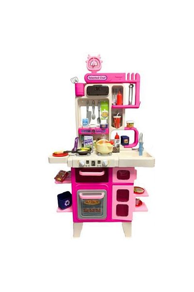 rexa Pink Kids Kitchen Play Set with Light, Sound & Real Water Steam – 101.5x54x22 cm