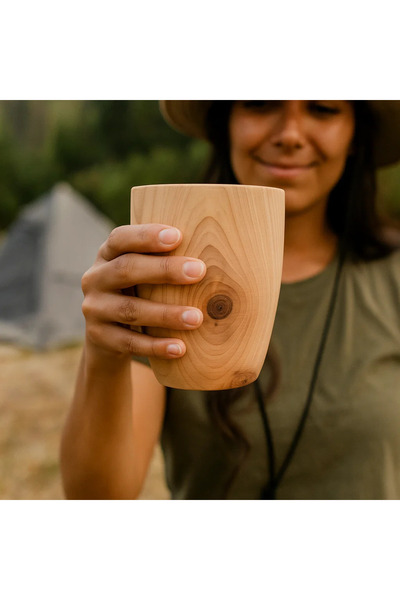 Noname El Yapımı Doğal Ardıç Ağacı Ahşap Bardak 200 ml – Kamp, Piknik, Kahve ...