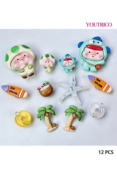 Youtrico 12pcs Adorable Pig Jibbitz Charms for Crocs - Slipper Ornament