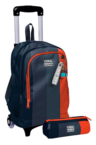 Coral High مجموعة حقائب مدرسية ابتدائية وحامل أقلام للرجال، مطبوعة بخطوط سودا...