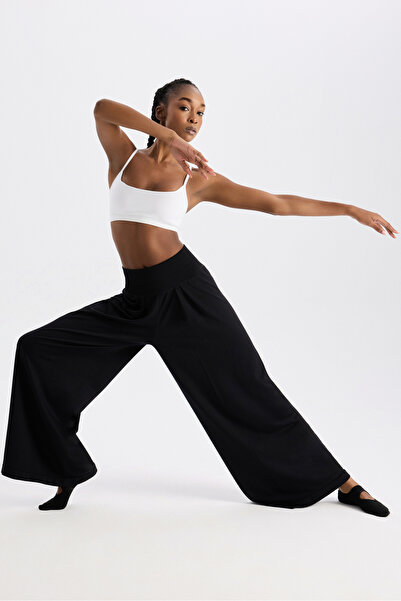 COMEUP Παντελόνι Palazzo με απαλή υφή, μαύρο