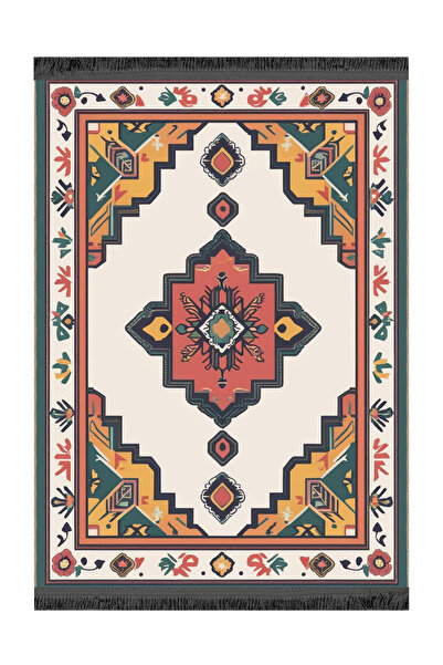Rugs Modern Halı MOSSO Πράσινο Πορτοκαλί Λεπτομερές Παραδοσιακό Υφαντό Χαλί μ...