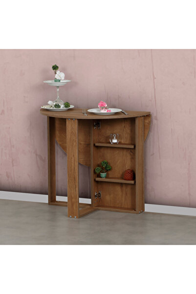 PASİFİC HOME Pasific Home Middle Pratik Katlanır Masa, Koyu Meşe