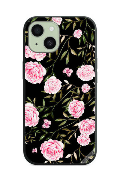 Covernex غطاء حماية لهاتف Apple iPhone 15 وردي في باقات من الأوراق الصغيرة