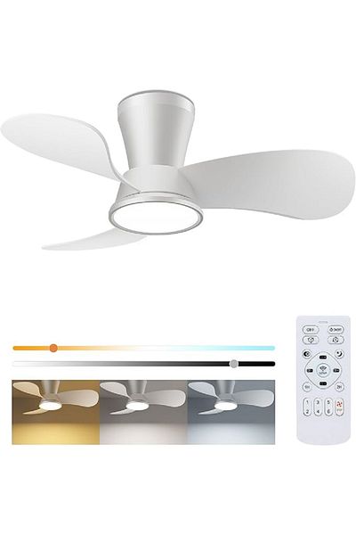 slochi Ceiling fan with lighting, 6 speeds, 30 dB, diameter 76 cm, 3 color temperatures