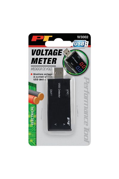 Performance Tool Dual Color LED USB Voltage Meter Black