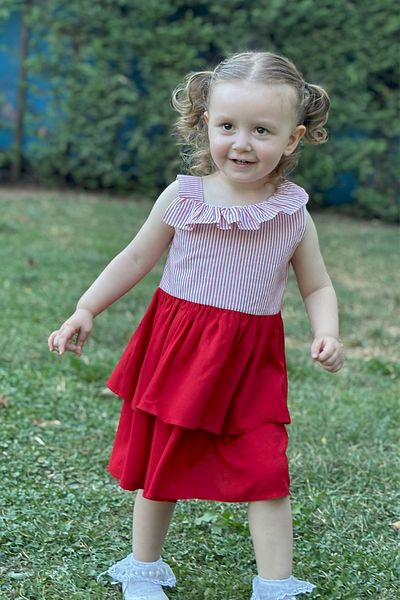 ALYRA Baby Girl Dress Suspender Ruffle Floral Cotton Special Occasion Casual Girl's Dress