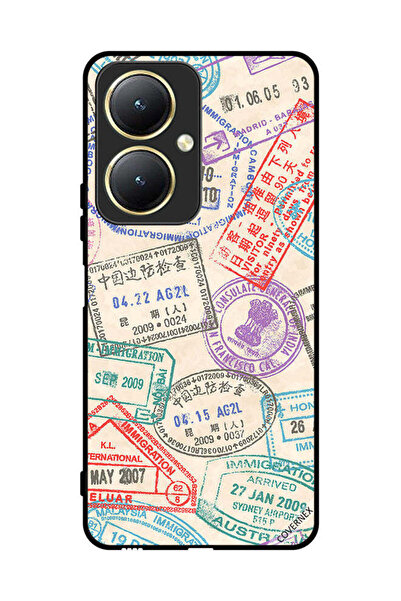 Covernex غطاء حماية لهاتف vivo Y35 Plus 5G بنمط طوابع السفر