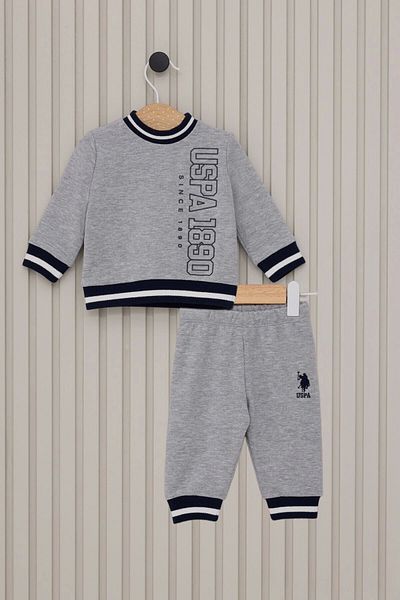 U.S. Polo Assn. Us polo baby boy 2 piece set - gray melange
