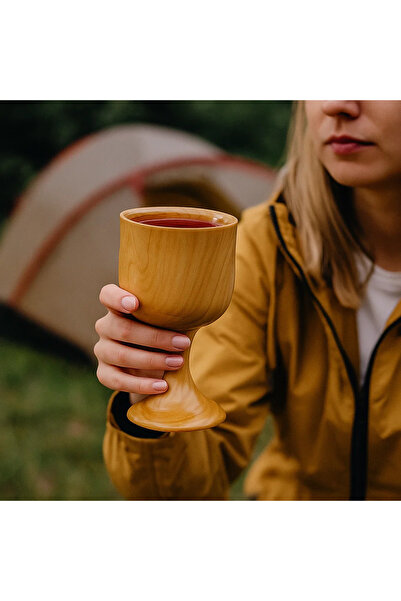 Noname El Yapımı Ahşap Kadeh – Dişbudak Ağacı, Doğal, Rustik, Kamp & Piknik Bardak 200 ml