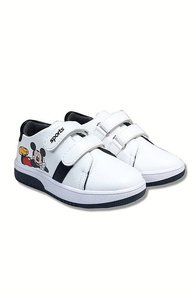 welissa Black and White Velcro Printed Comfortable Sports Shoes
