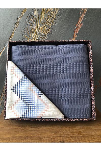 Çeyiz Diyarı Dowry Land Honeycomb Double Cotton Pique Set Navy Blue