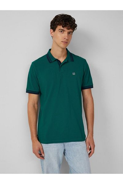 s.Oliver Men's polo shirt with logo print and contrast details