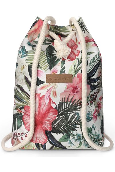 zagatto Women’s drawstring backpack, floral print, multicolor, 30x34x13 cm, lightweight, ZG669