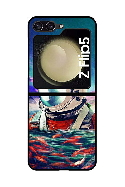 Covernex غطاء حماية لهاتف سامسونج جالاكسي زد فليب 5 - رائد فضاء في بحر الأسماك