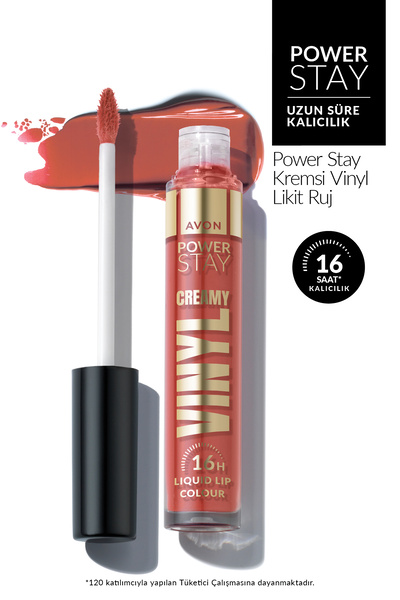 AVON Power Stay Kremsi Vinyl Likit Ruj - Ambitious Apricot