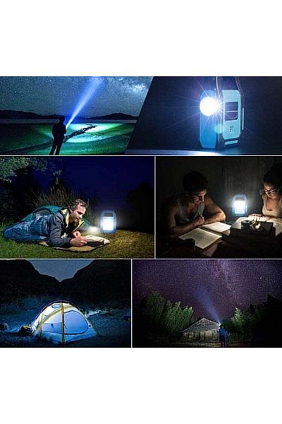 divendi-ro Solar camping lamp JD-925, lantern with handle, portable and rechargeable