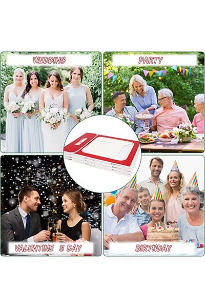 Qpout Set of 6 Qpout gift bags, plastic/paper, red/white/ 21.5 x 13 x 21cm