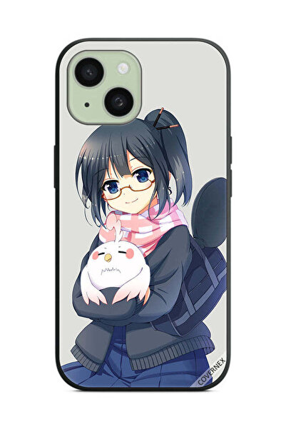 Covernex غطاء حماية لهاتف Apple iPhone 15 Plus، رسم فتاة تحمل حيوانًا أليفًا