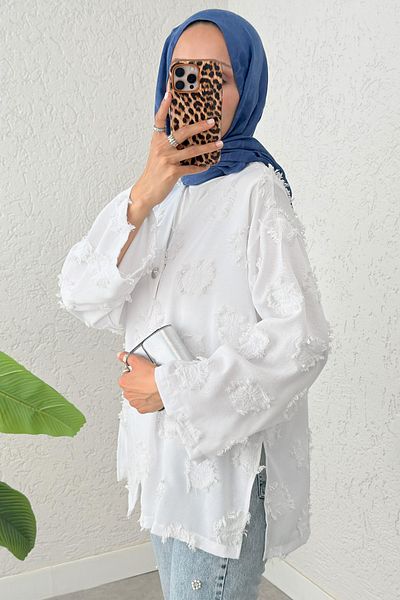 Salih Çelebi One Button Kimono 2335 - White