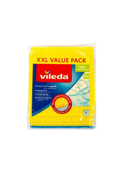 Vileda Sponge Cloth 10pcs – 18x20cm Each | Super Absorbent & Durable Cleaning Wipes