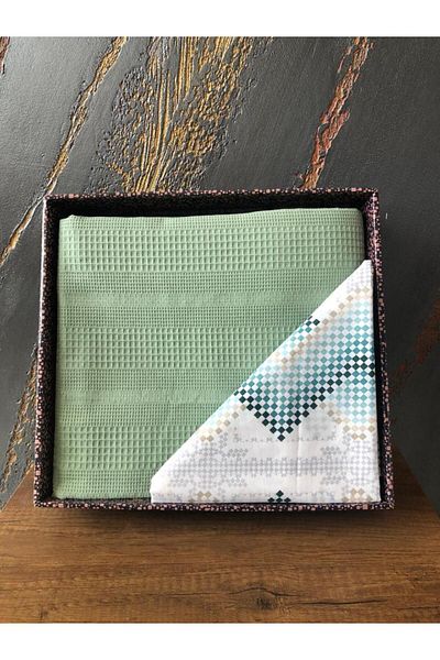 Çeyiz Diyarı Dowry Land Honeycomb Double Cotton Pique Set Green