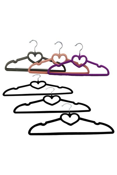 Mena Rise Diyar-Ifırsatshop 3Pcs Colorful Velvet Coated - Heart Plastic Hanger with Metal End 1017157