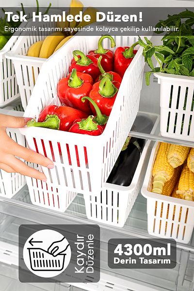 Meleni Home 8 Pieces Refrigerator Organizer - Multi-Purpose In-Cabinet Organizer Fruit Vegetable Organizer Basket