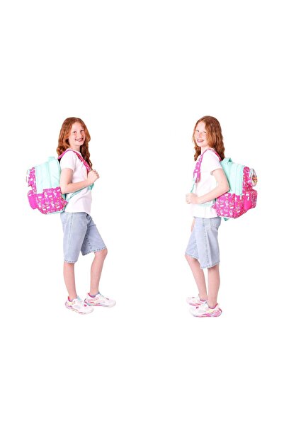 KAUKKO 3D Flamingo Shaped Girls Triple School Bag Set/Kit - Red Green (L5235+L7235+L8235)
