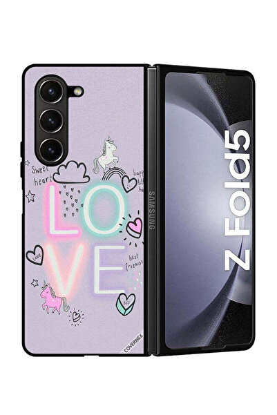 Covernex غطاء حماية لهاتف سامسونج جالاكسي زد فولد 5 بطبعة قلب حلو وحب وحيد القرن