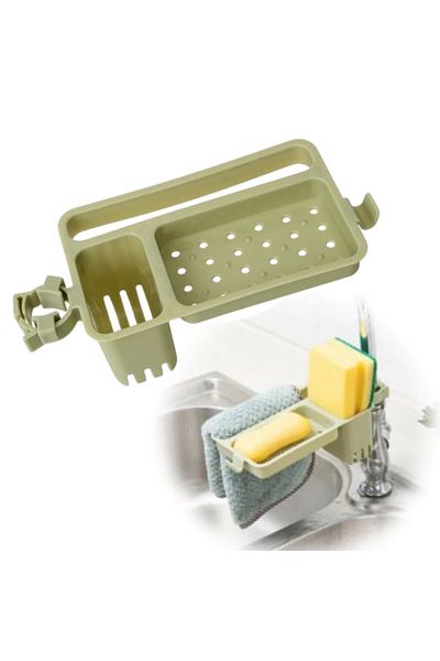 Mena Rise Diyar-Ifırsatshop Kitchen Bathroom Sink with Sponge Towel Rack and Soap Container