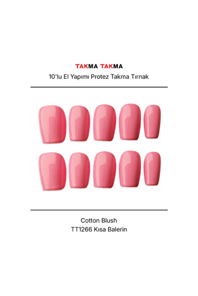 Takma Takma 10'lu Pembe Kısa Oval TT1266 Tekrar Kullanılabilir El Yapımı Prot...