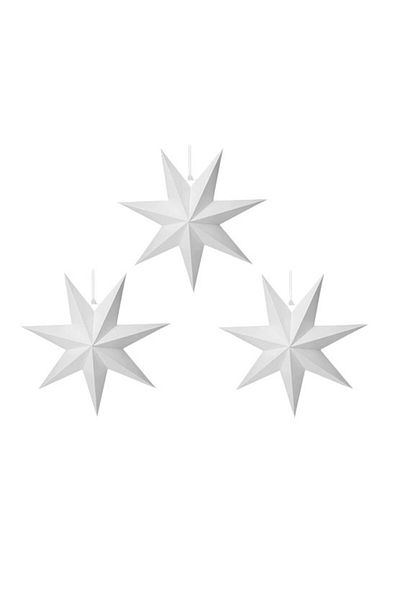 SUNSHINE Set of 3 Sunshine Christmas stars, white, paper, 30 x 30 cm