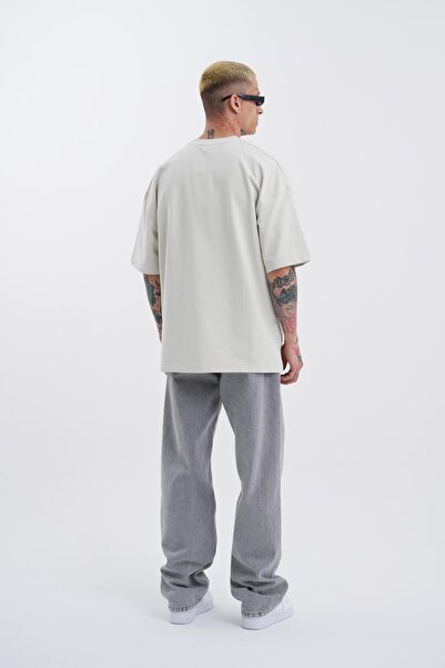 Machinist Men's Mch Mahhong Printed Oversize Gray T-Shirt