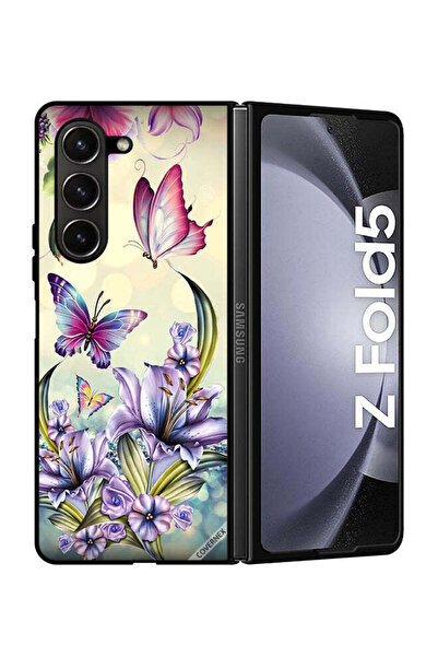 Covernex غطاء حماية لهاتف سامسونج جالاكسي زد فولد 5 بنقشة زهور أرجوانية وفراشات