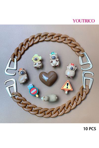 Youtrico 10pcs Capybara Jibbitz Charms for Crocs - Kawaii Animal Slipper Ornament
