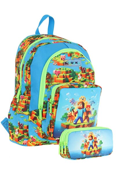 KAUKKO (L5280+L8280) Σετ αγορίστικη σχολική τσάντα τριών ματιών και τσάντα μο...