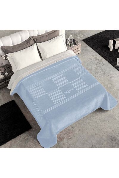 Guy Laroche Guy Laroche light blue check blanket, made in Spain (2 people, 220 x 240)