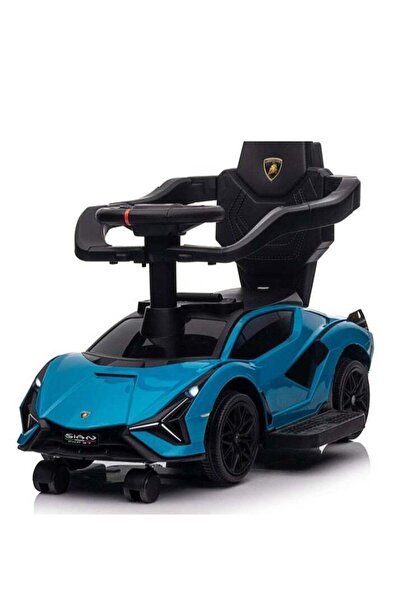 Factual Toys Lamborghini Ride on Push Car Walking Toy Stroller with USB Port-Blue