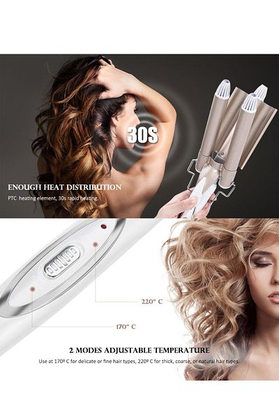 Mena Rise Diyar-Ifırsatshop Wag Water Wave Curling Iron 220 Degree 25 mm Thick Curl 1017157