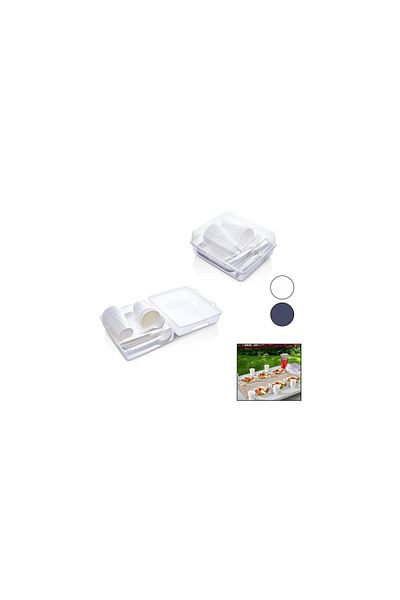 Mena Rise Diyar-Ifırsatshop 32Pcs Picnic Set Anthracite Gray Pls.6-Plate-6-Cup-6-Food6-Spoon-6-Knife