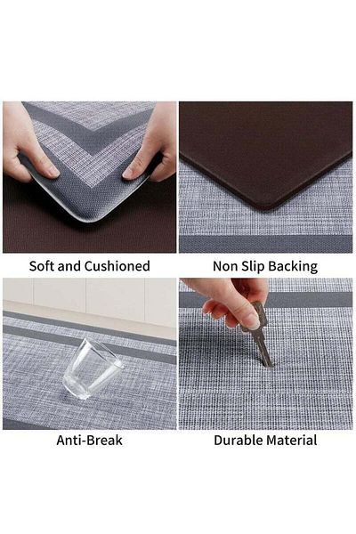 COOYA 2pcs Kitchen Mat, Non-Skid Waterproof Rugs Ergonomic Comfort Standing Mat for Kitchen, Floor
